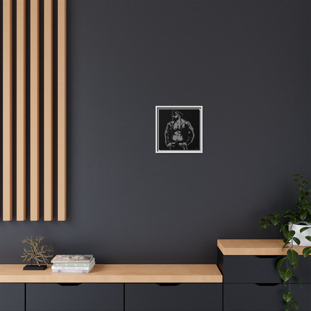 Leather Dad, Giclee Print on Matte Canvas, Framed (Multi-color)