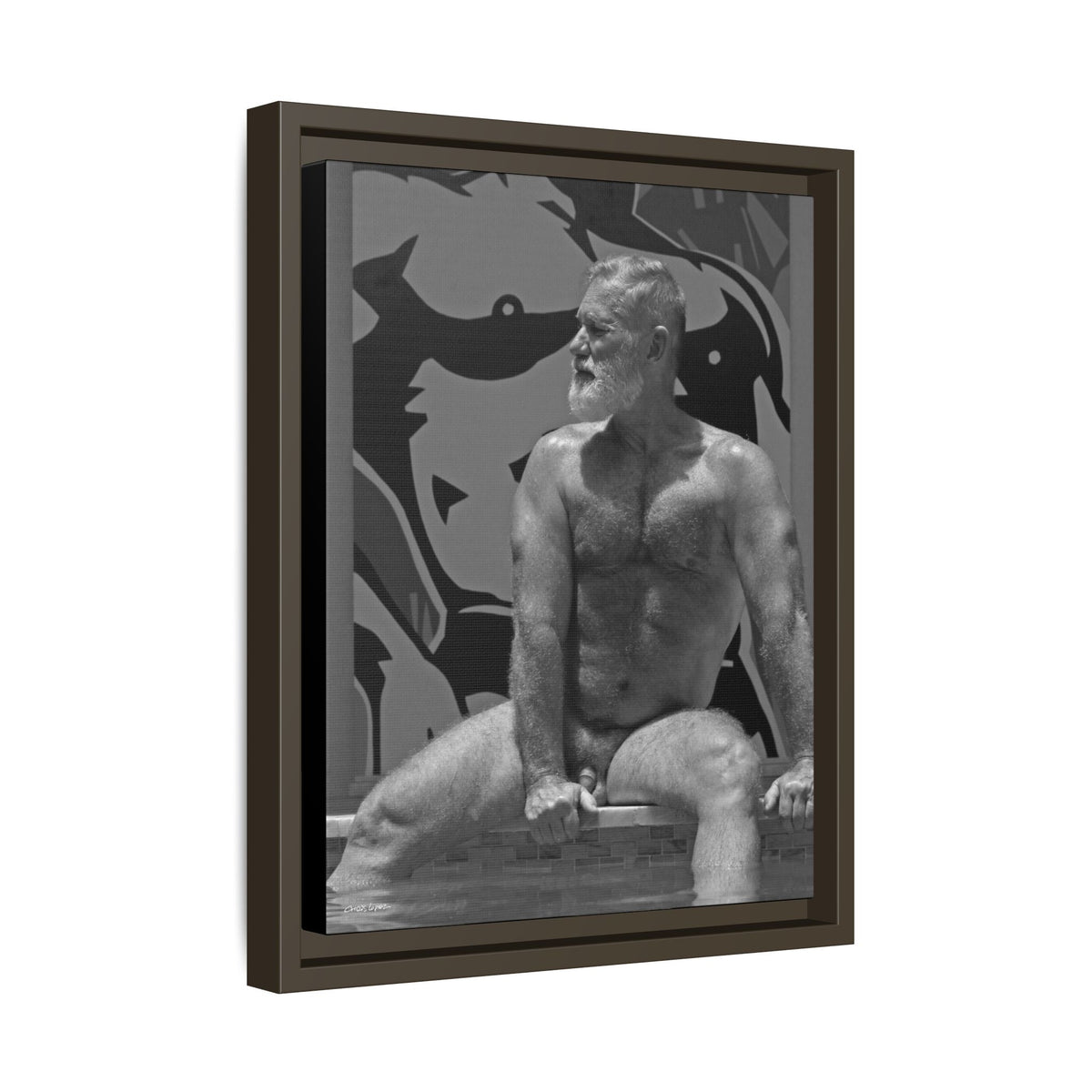 Joe by the pool, Giclee Print on Matte Canvas, Framed (Multi-color)