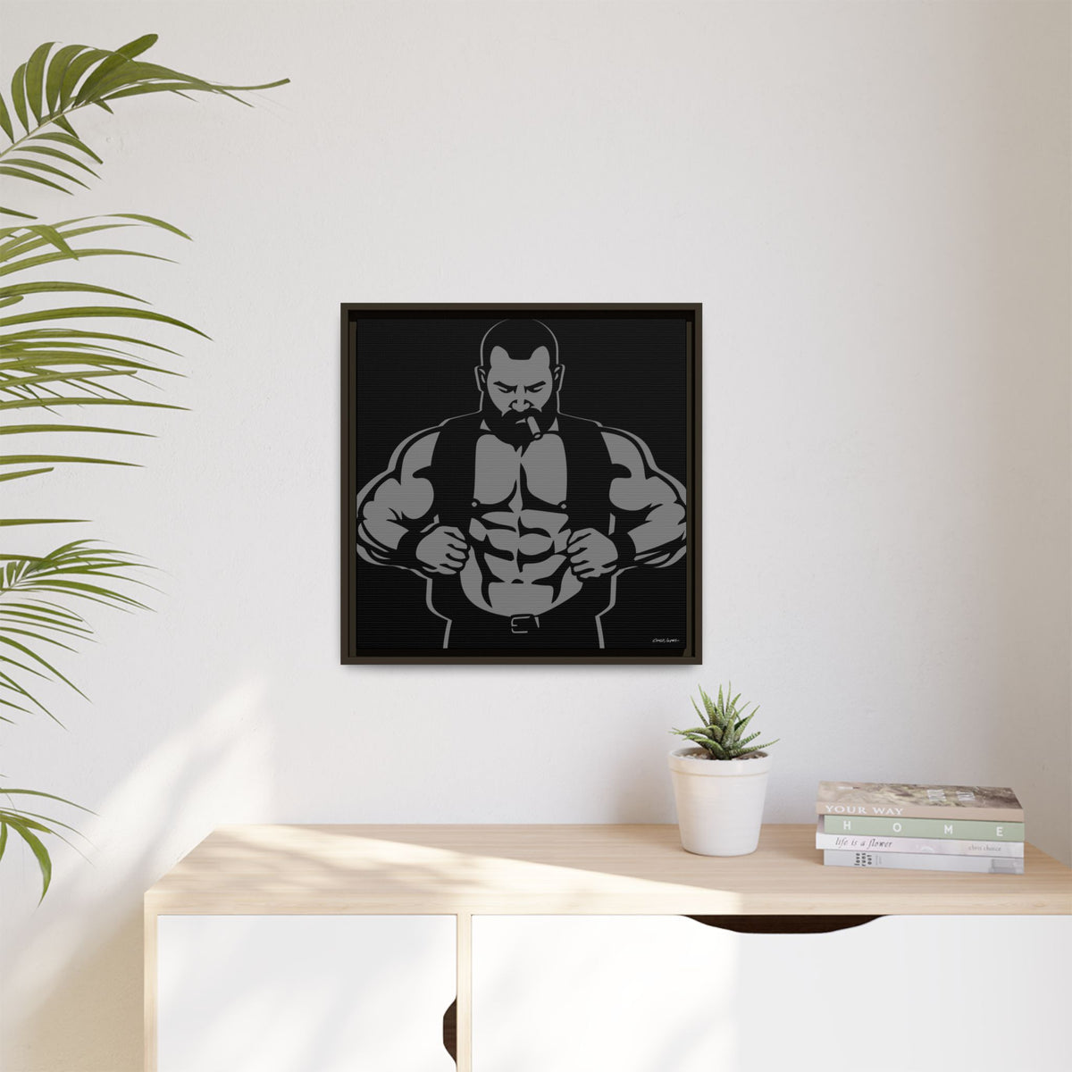 Leather Vest, Giclee Print on Matte Canvas, Framed (Multi-color)