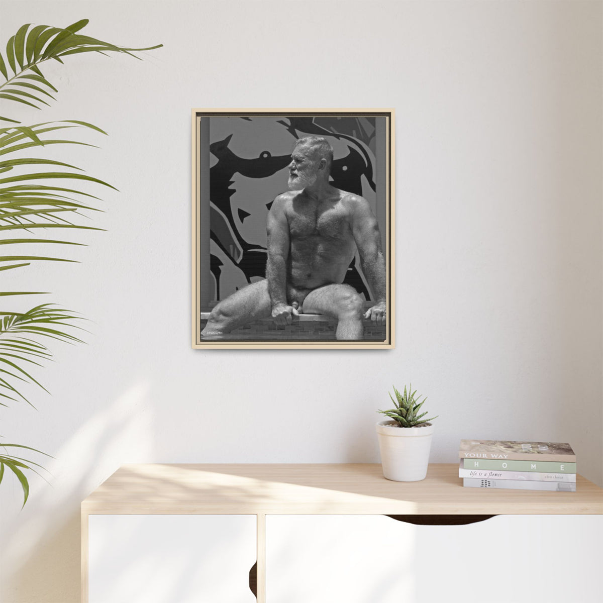 Joe by the pool, Giclee Print on Matte Canvas, Framed (Multi-color)