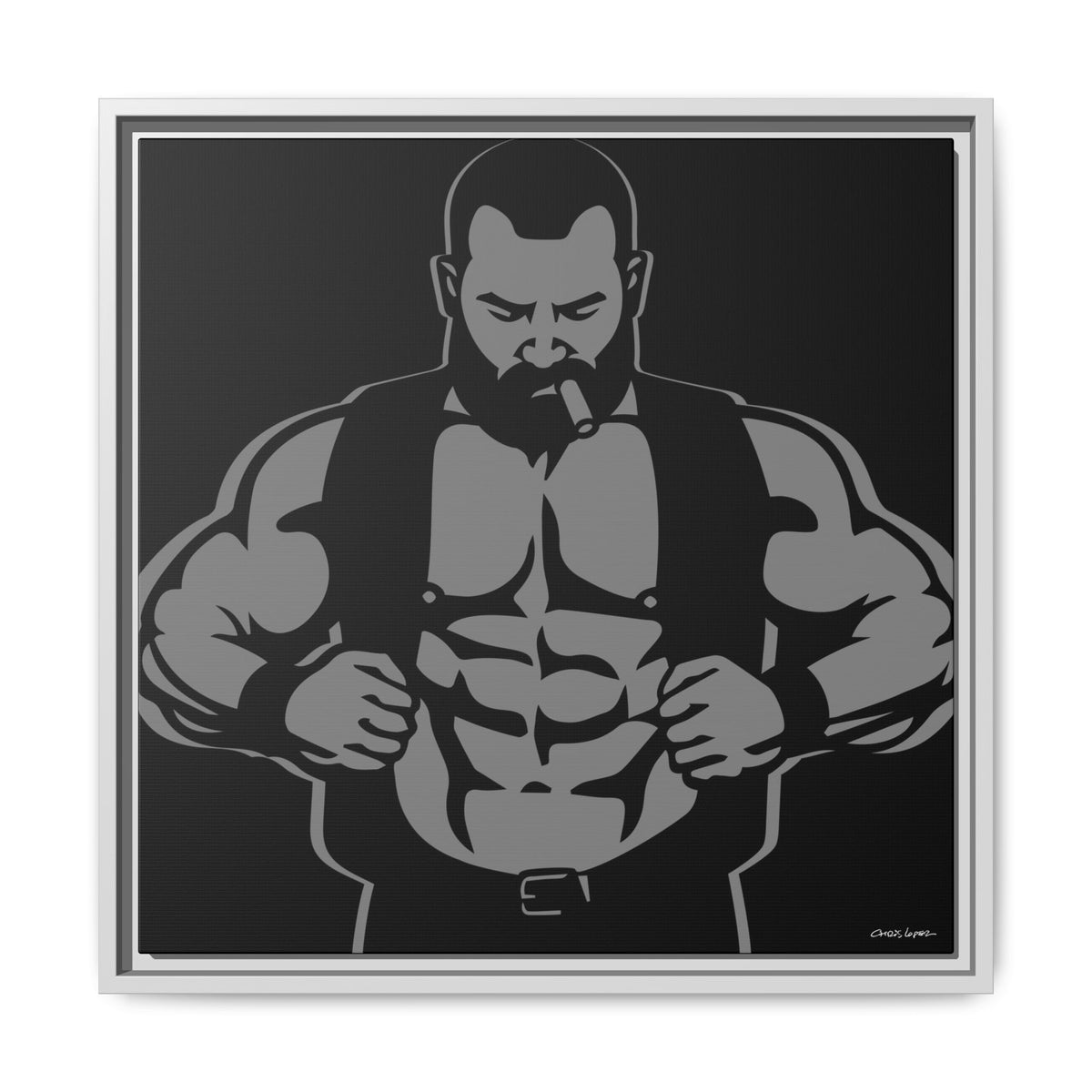 Leather Vest, Giclee Print on Matte Canvas, Framed (Multi-color)