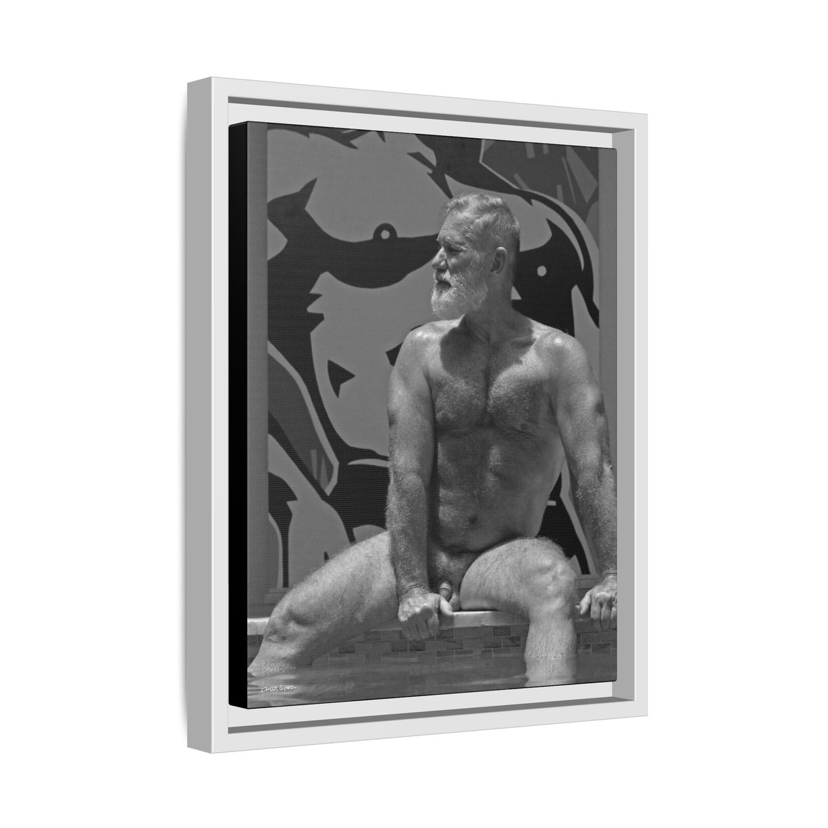 Joe by the pool, Giclee Print on Matte Canvas, Framed (Multi-color)