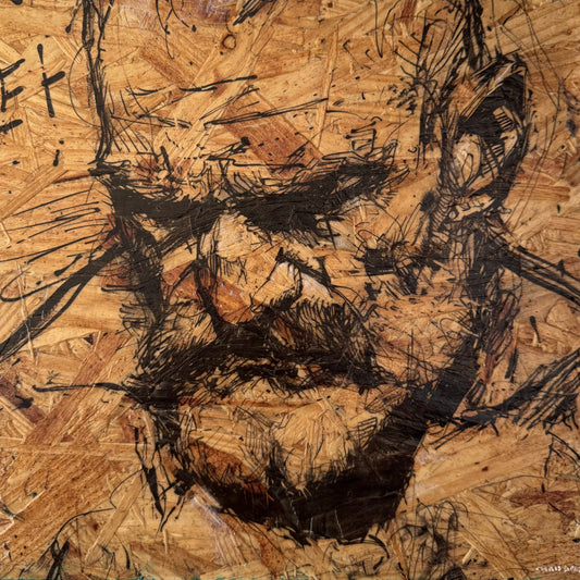 Rough Study, Mixed Media on OSB Panel, 12x12"