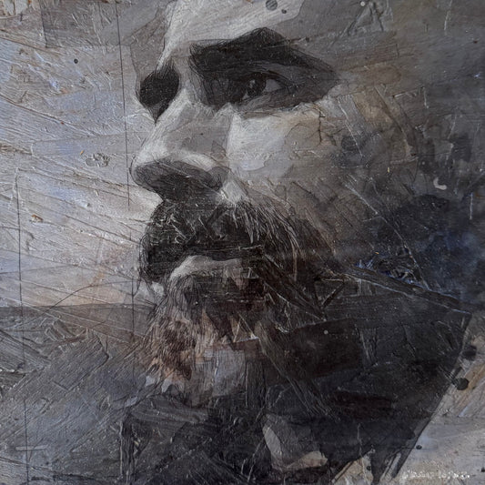 Presence 2, Mixed Media on OSB Panel, 8x8"