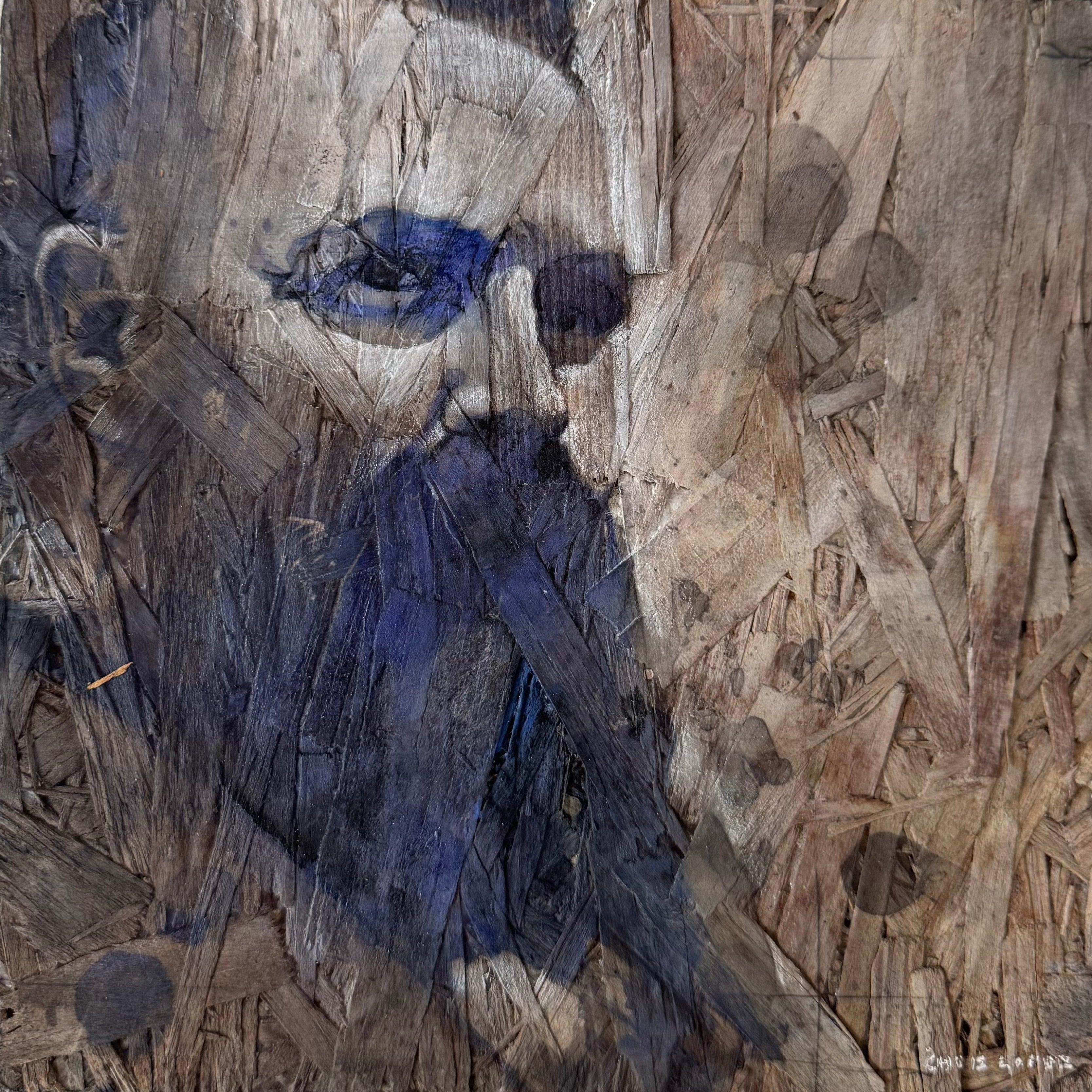 Self Portrait 4, Mixed Media on OSB Panel, 8x8