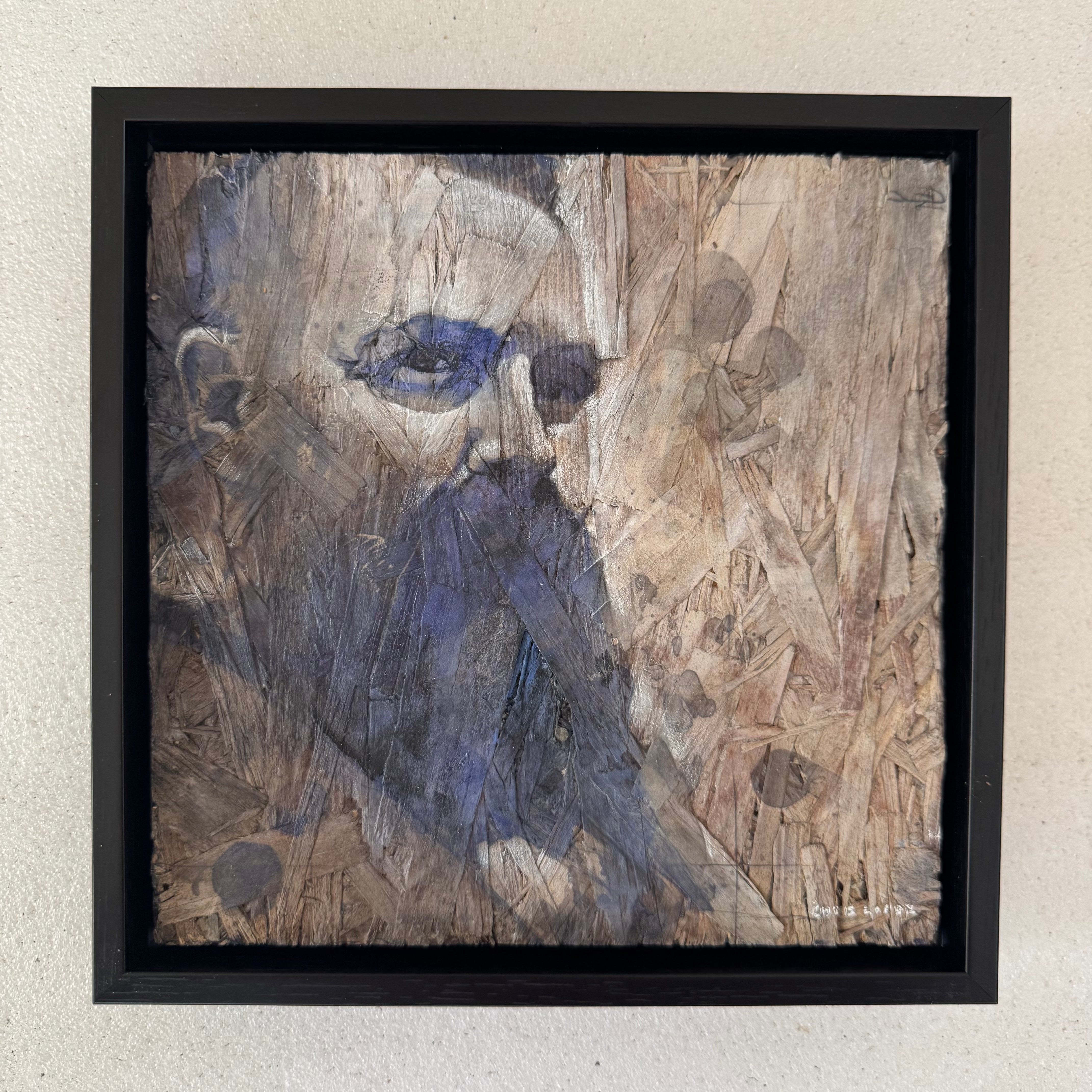 Self Portrait 4, Mixed Media on OSB Panel, 8x8