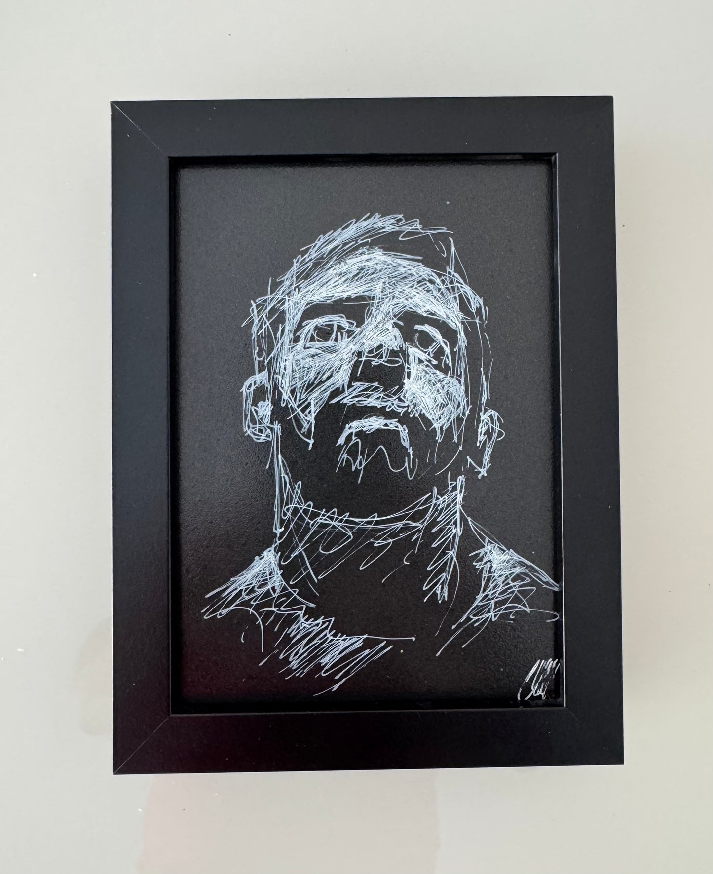 Face study 1. 5x7" Original enamel pen sketch on aluminum